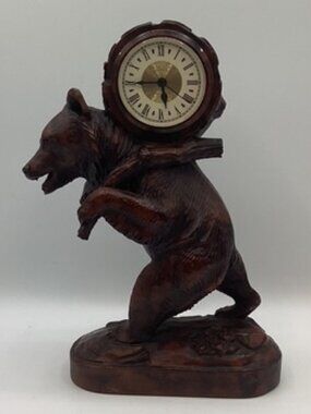 Bear‎ Back Pack Clock by Black Forest Decor Quartz Movement Rustic Decor 5"H USA
